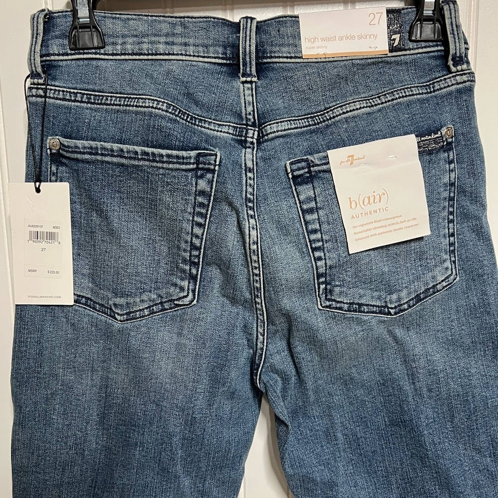 NWT 7 FOR ALL MANKIND B(air) High-waist Ankle Skinny Jeans 27 Glitter - Picture 6 of 13